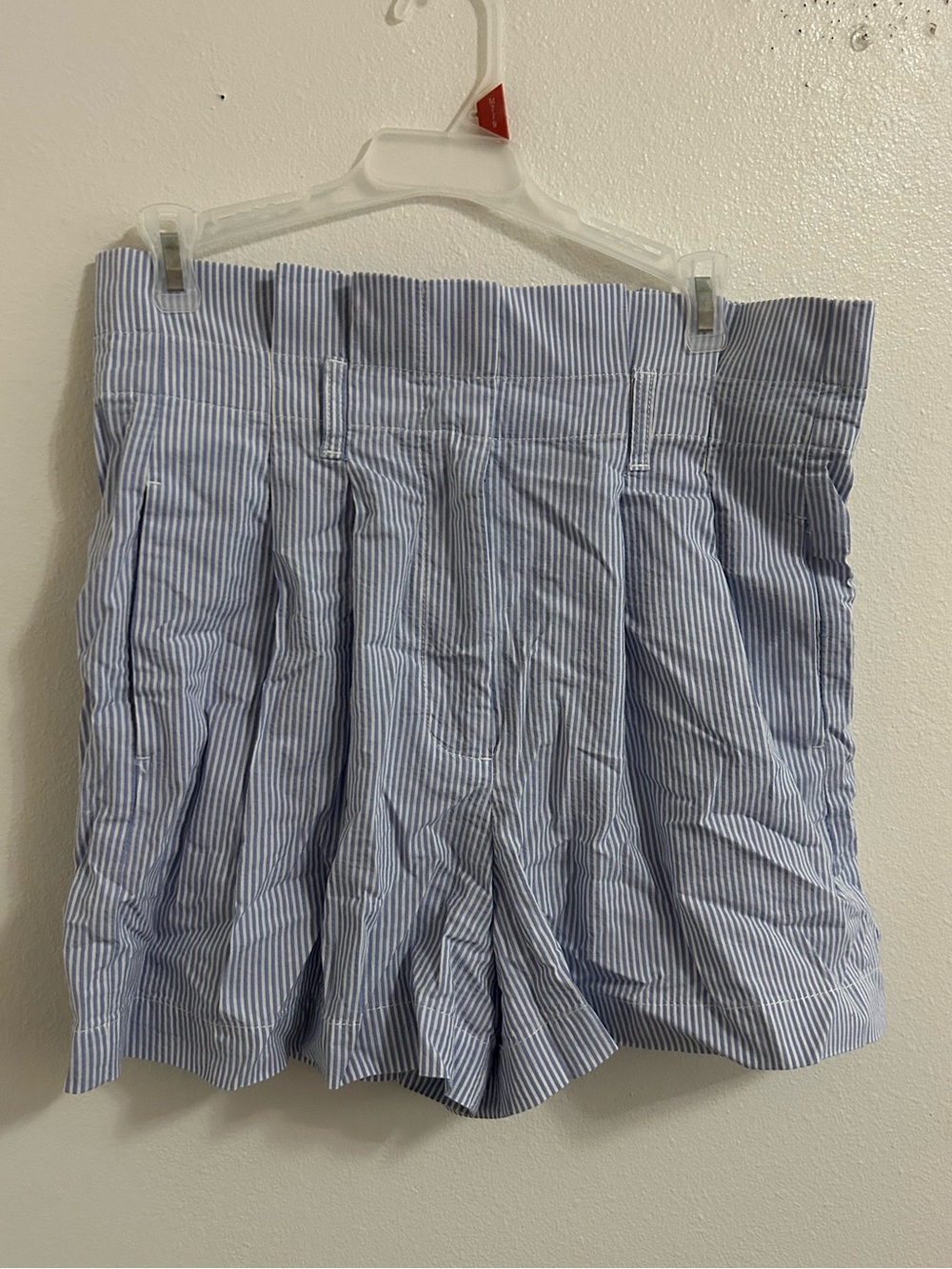 Jcrew blue and white striped paper bag style shorts